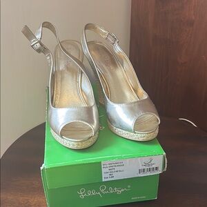 Lilly Pulitzer Gold Wedge Sandals
